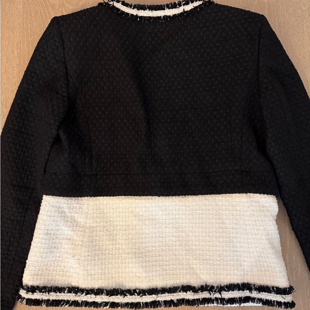 Alice + Olivia KIDMAN TWO-FER TWEED JACKET Black and White Size XS NWT - Picture 5 of 9
